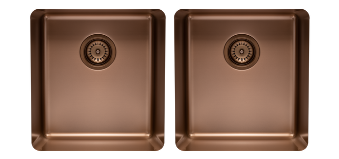 Medium and Medium Bowl sink in Rose Gold TTRG4040