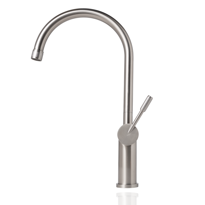 Thumbnail image of Titan Model 2 PVD kitchen mixer tap in Brushed Steel